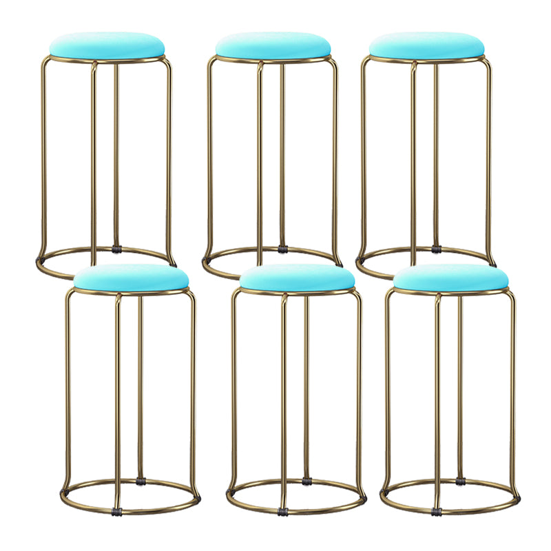 Scandinavian Stackable Counter Stool Fabric and Faux Leather Round Seat Counter Chair