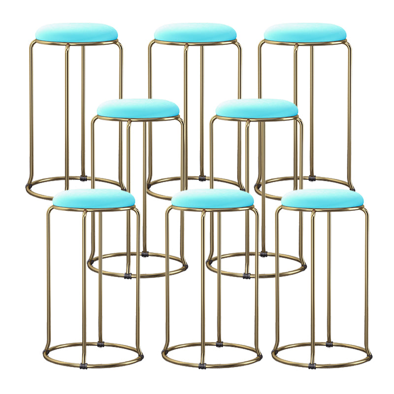 Scandinavian Stackable Counter Stool Fabric and Faux Leather Round Seat Counter Chair