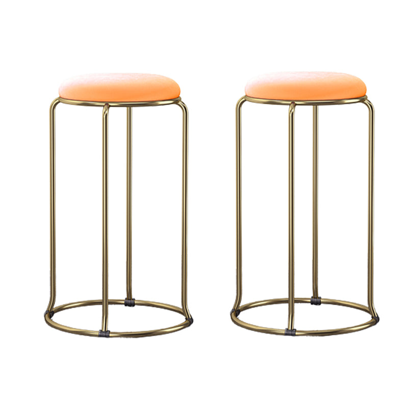 Scandinavian Stackable Counter Stool Fabric and Faux Leather Round Seat Counter Chair