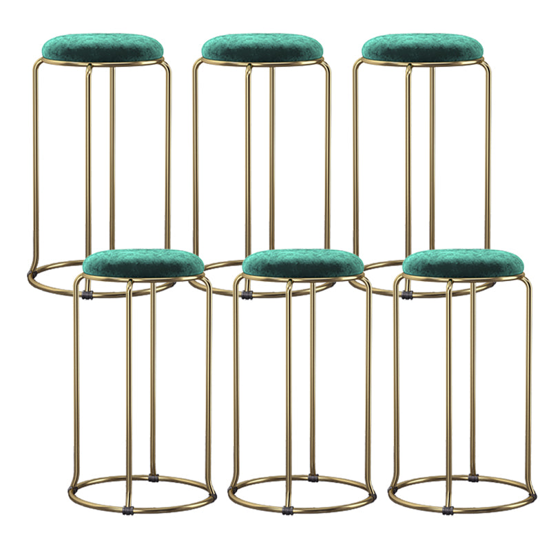 Scandinavian Stackable Counter Stool Fabric and Faux Leather Round Seat Counter Chair