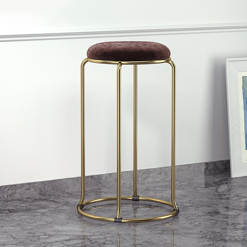 Scandinavian Stackable Counter Stool Fabric and Faux Leather Round Seat Counter Chair