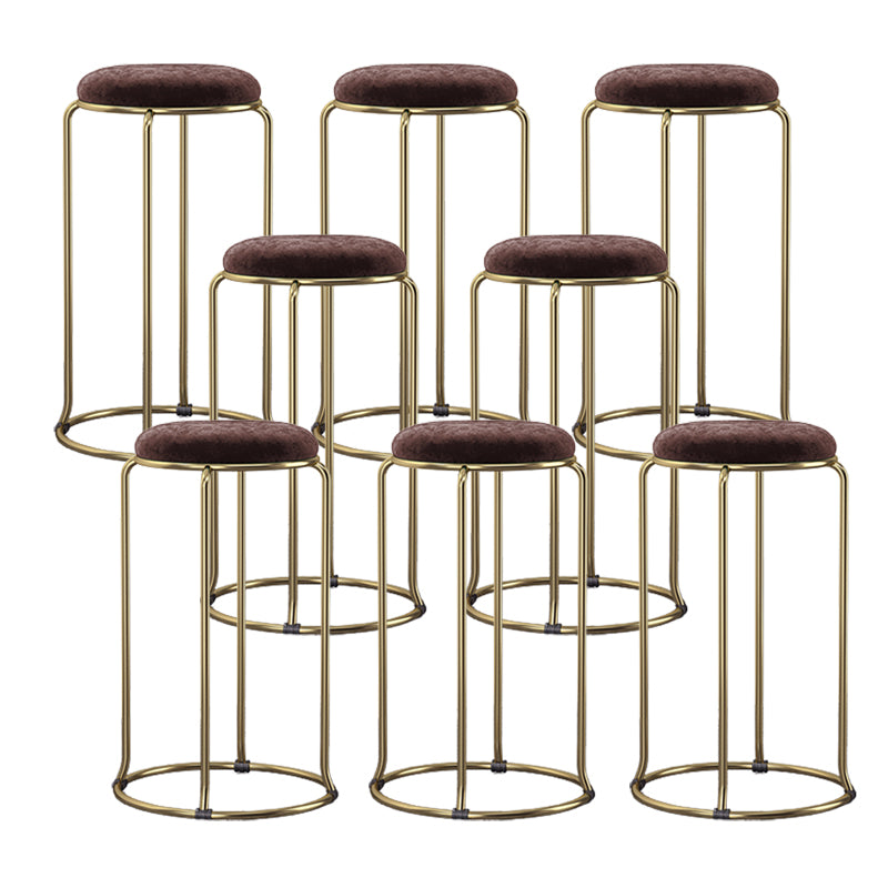 Scandinavian Stackable Counter Stool Fabric and Faux Leather Round Seat Counter Chair