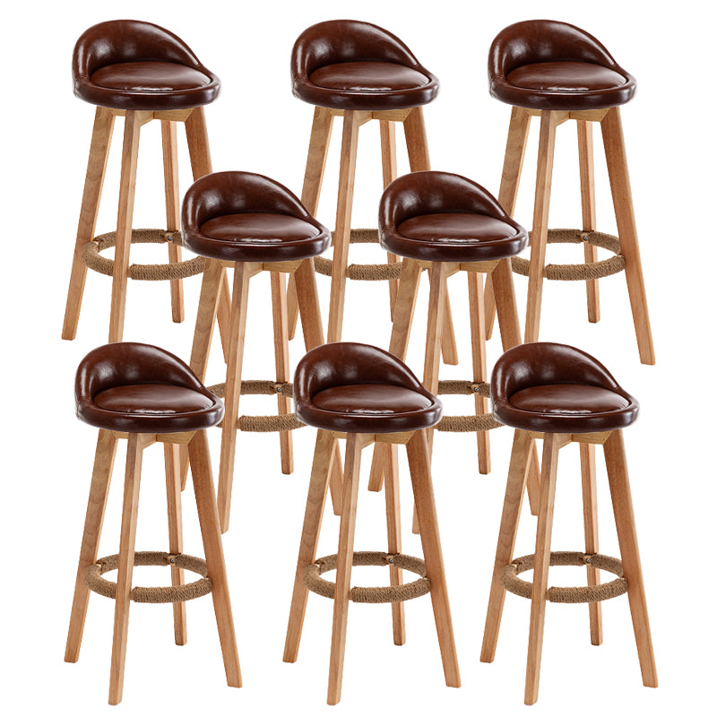 Scandinavian Wood Barstool Fabric Upholstered Counter Stool with Swivel