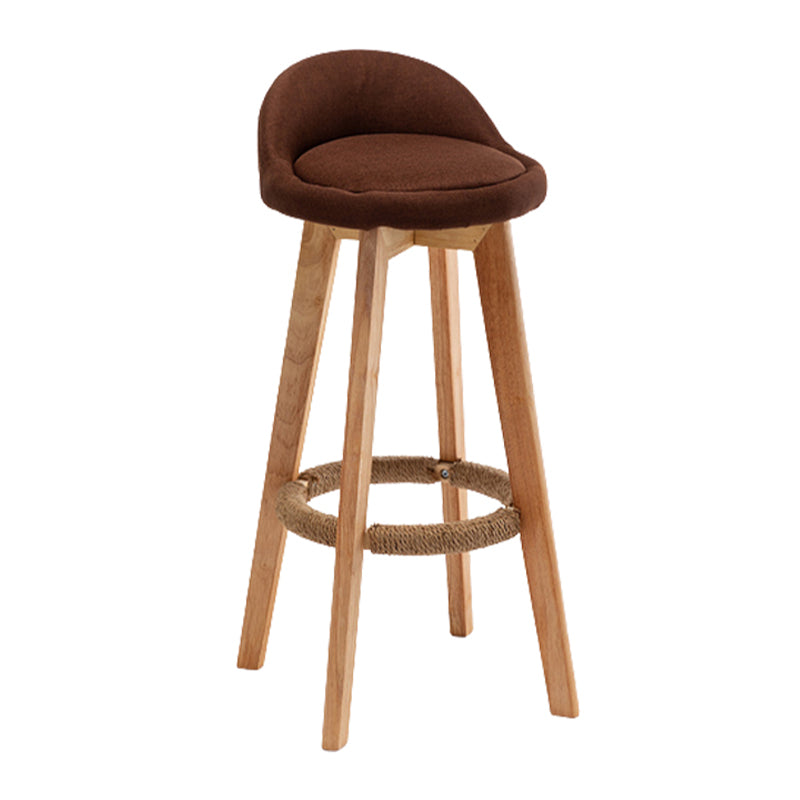 Scandinavian Wood Barstool Fabric Upholstered Counter Stool with Swivel
