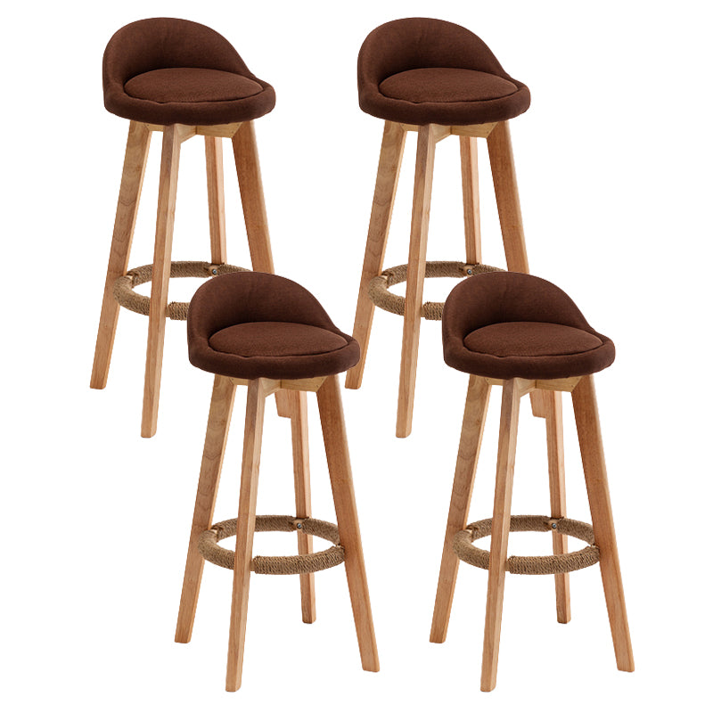 Scandinavian Wood Barstool Fabric Upholstered Counter Stool with Swivel