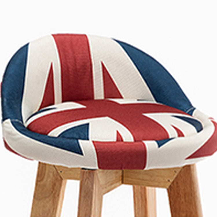 Scandinavian Wood Barstool Fabric Upholstered Counter Stool with Swivel