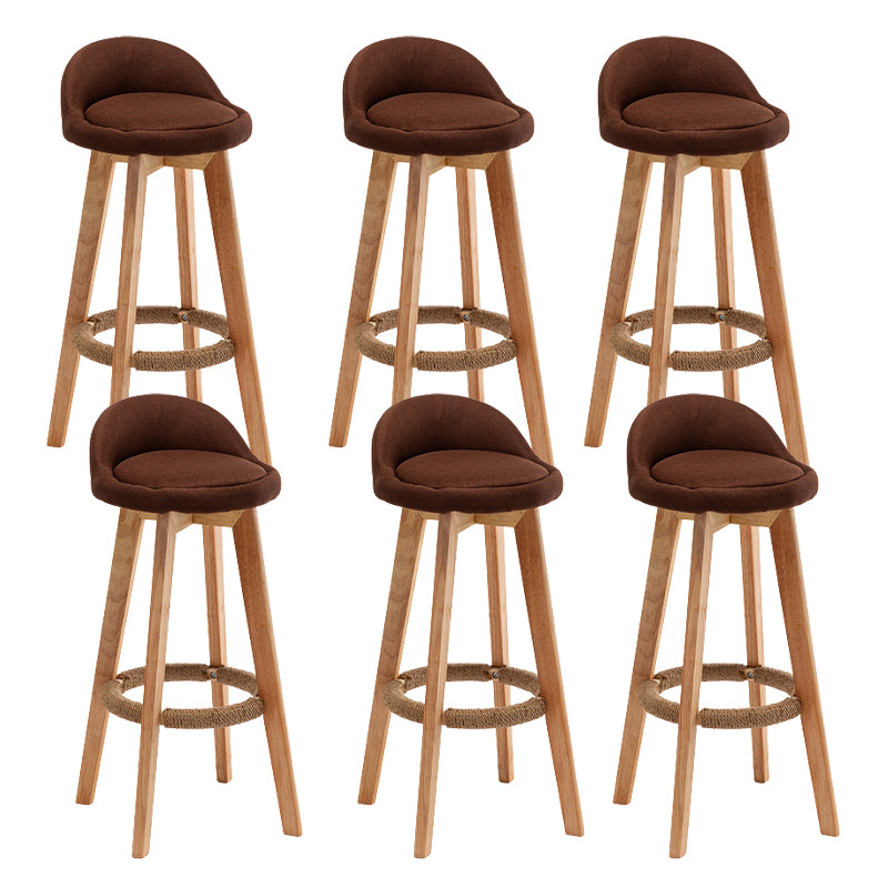 Scandinavian Wood Barstool Fabric Upholstered Counter Stool with Swivel