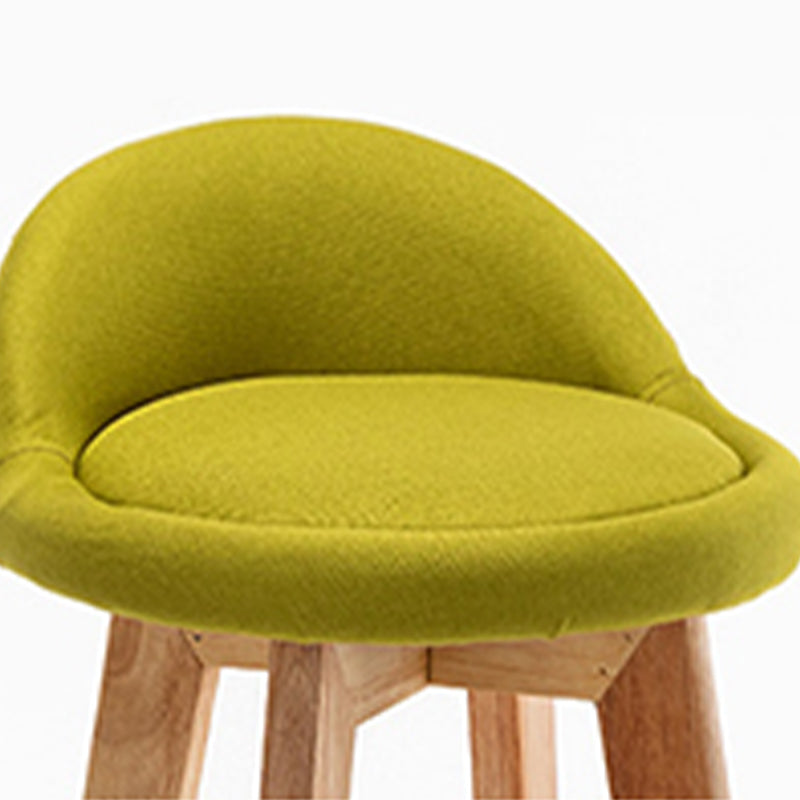 Scandinavian Wood Barstool Fabric Upholstered Counter Stool with Swivel