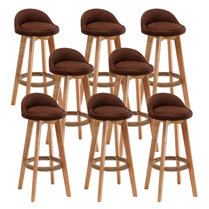 Scandinavian Wood Barstool Fabric Upholstered Counter Stool with Swivel