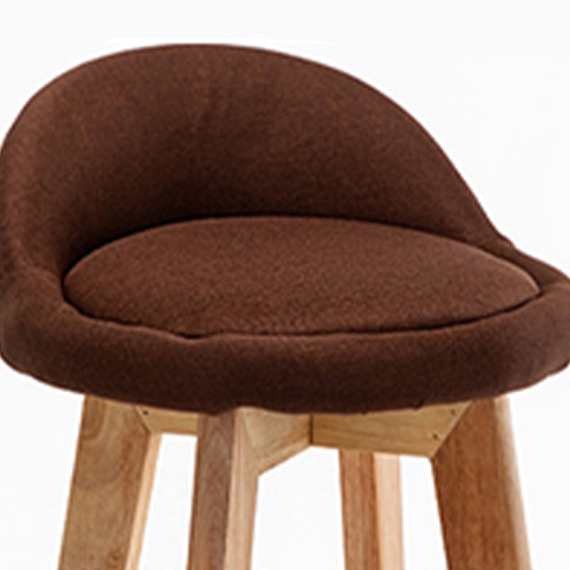 Scandinavian Wood Barstool Fabric Upholstered Counter Stool with Swivel