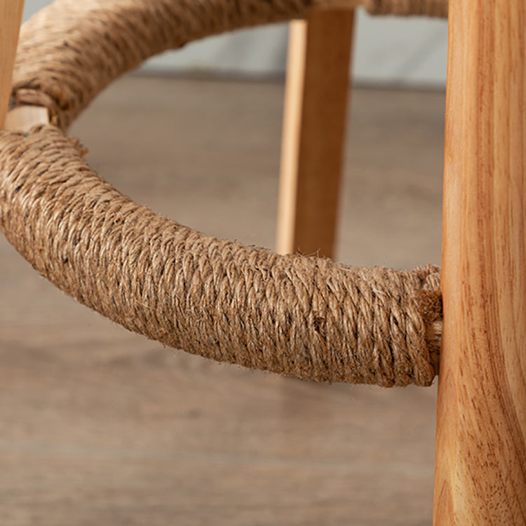 Scandinavian Wood Barstool Fabric Upholstered Counter Stool with Swivel