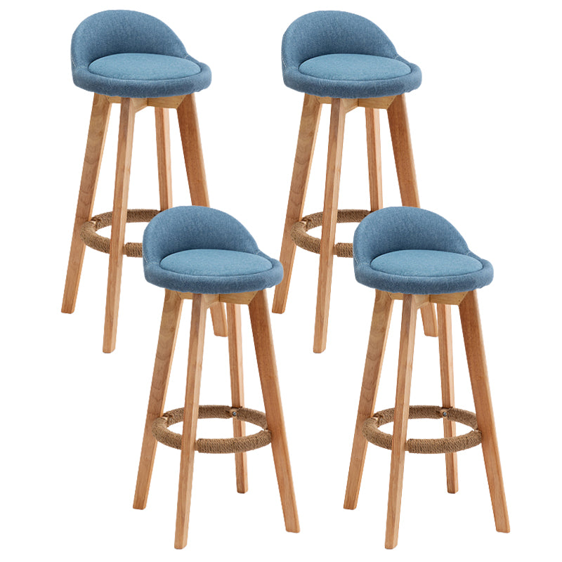 Scandinavian Wood Barstool Fabric Upholstered Counter Stool with Swivel