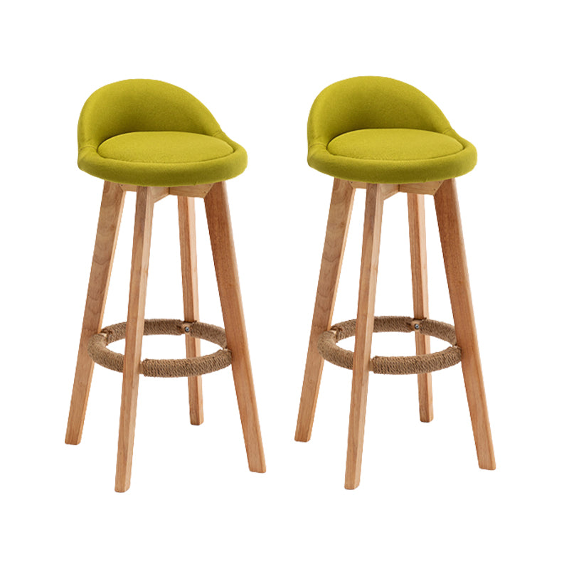 Scandinavian Wood Barstool Fabric Upholstered Counter Stool with Swivel