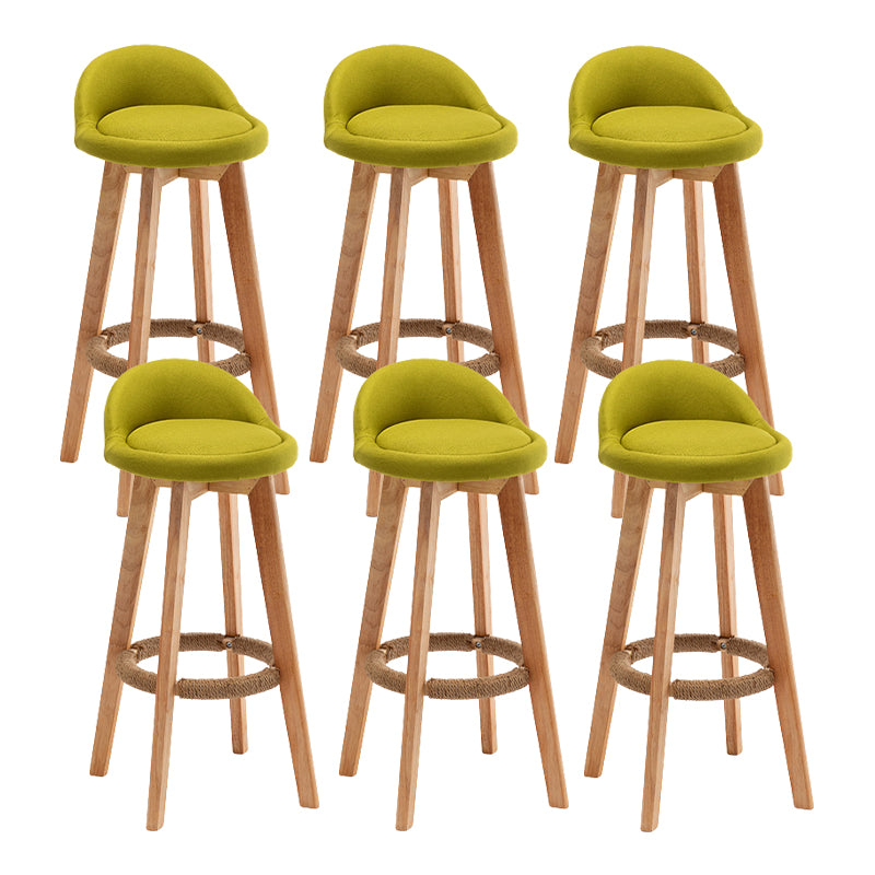 Scandinavian Wood Barstool Fabric Upholstered Counter Stool with Swivel