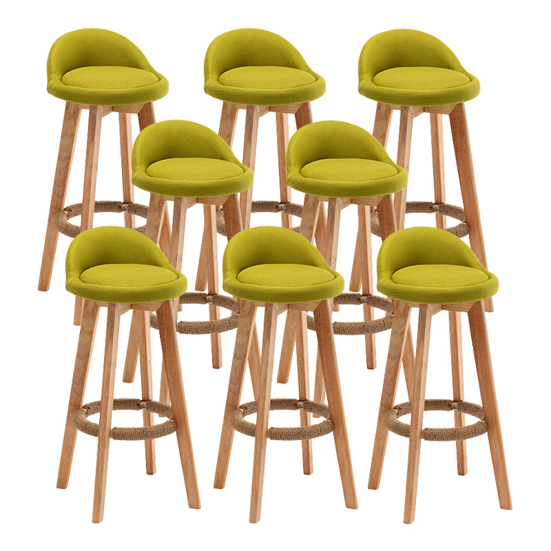 Scandinavian Wood Barstool Fabric Upholstered Counter Stool with Swivel