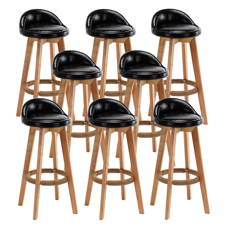 Scandinavian Wood Barstool Fabric Upholstered Counter Stool with Swivel