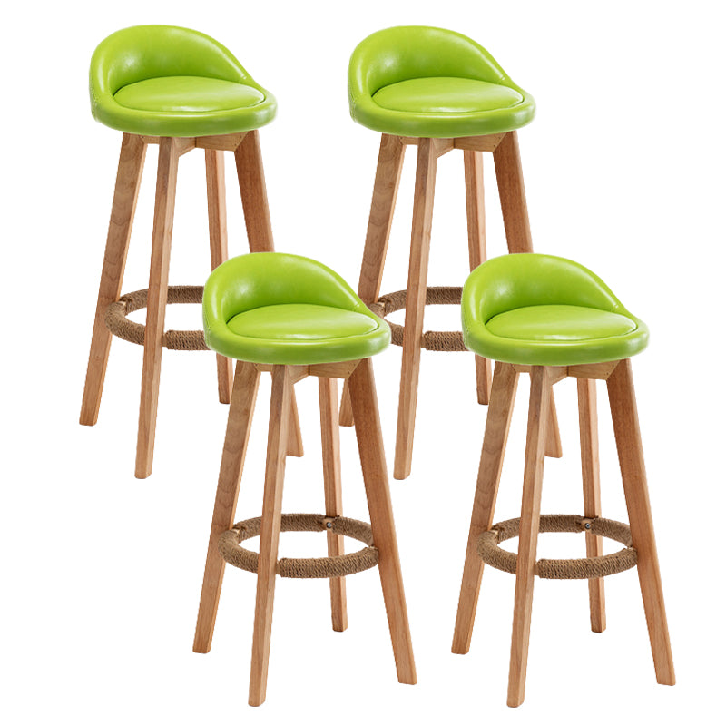 Scandinavian Wood Barstool Fabric Upholstered Counter Stool with Swivel