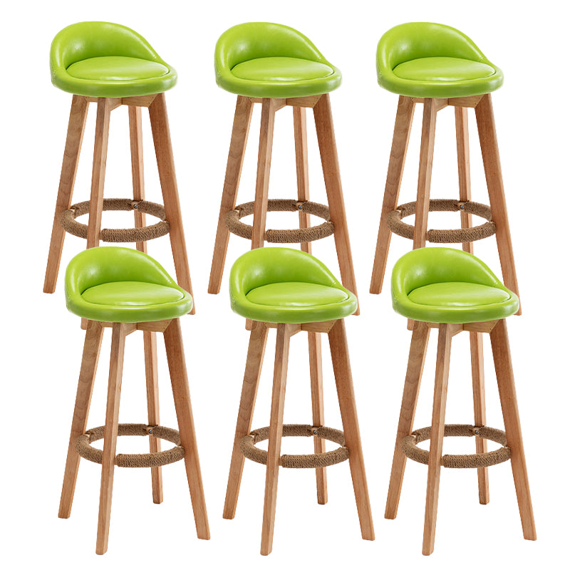 Scandinavian Wood Barstool Fabric Upholstered Counter Stool with Swivel