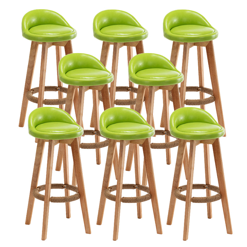 Scandinavian Wood Barstool Fabric Upholstered Counter Stool with Swivel