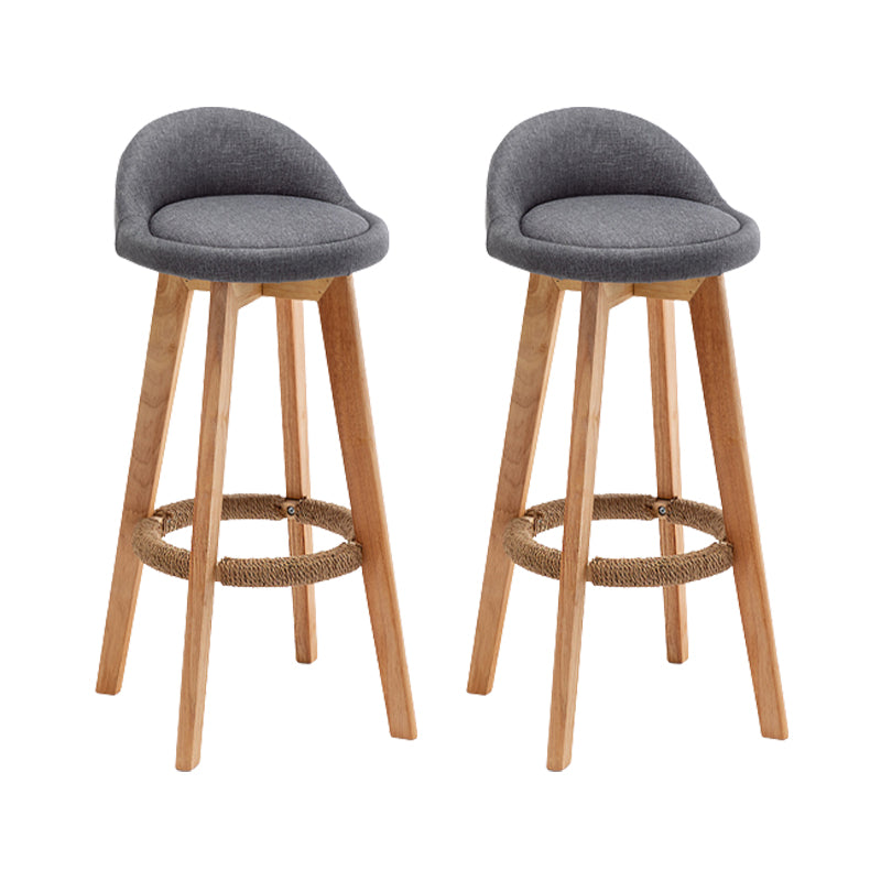 Scandinavian Wood Barstool Fabric Upholstered Counter Stool with Swivel