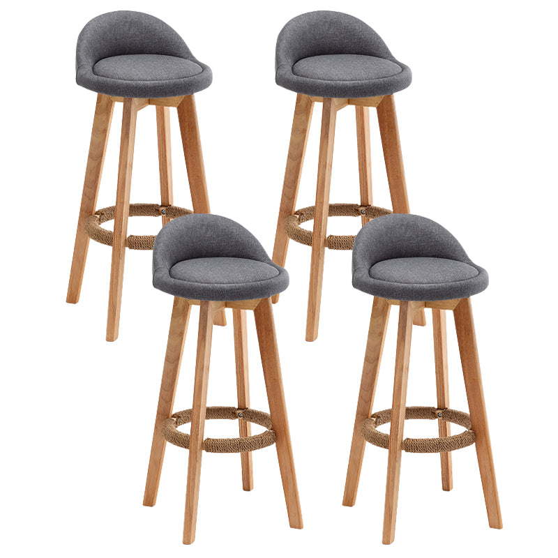 Scandinavian Wood Barstool Fabric Upholstered Counter Stool with Swivel
