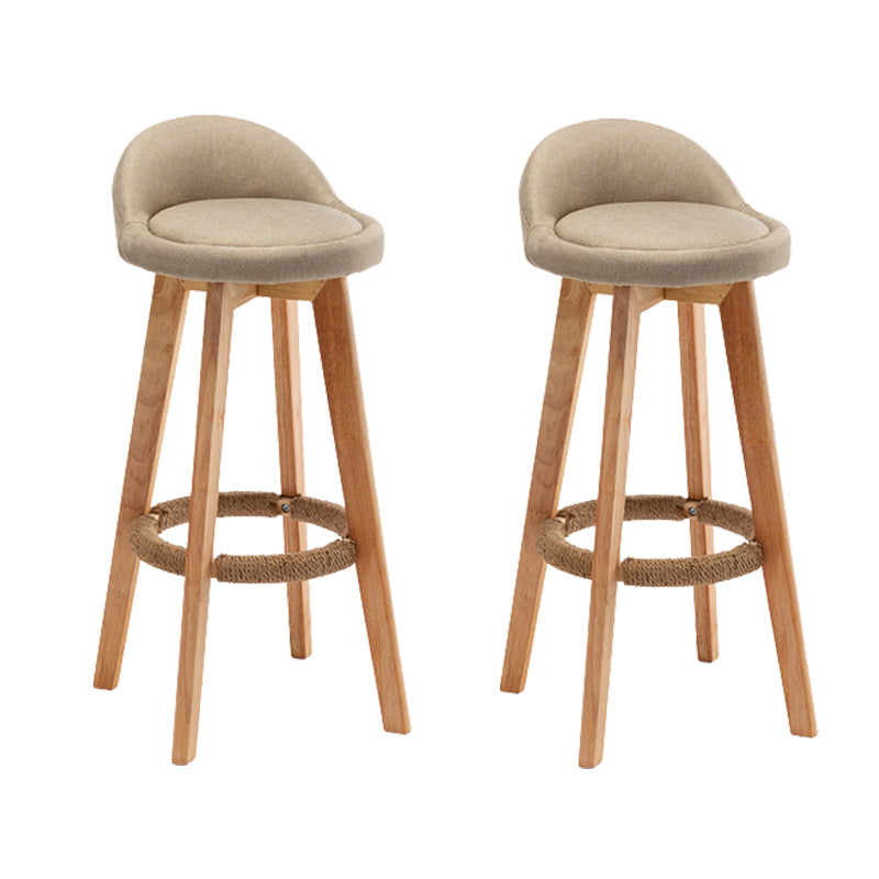 Scandinavian Wood Barstool Fabric Upholstered Counter Stool with Swivel