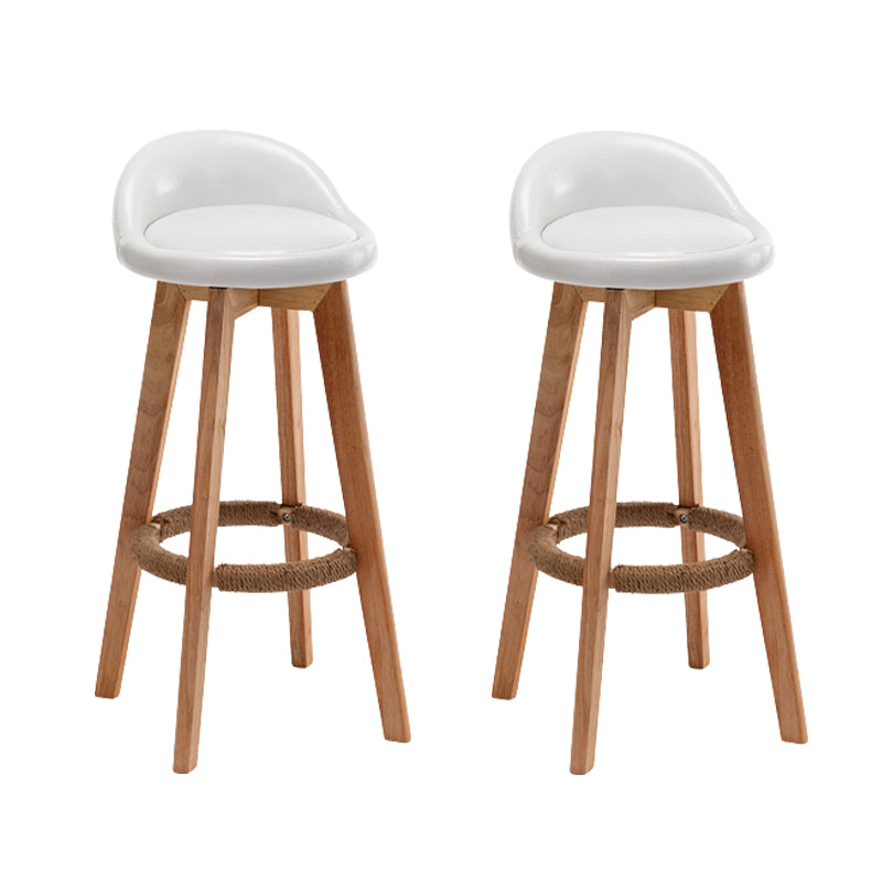 Scandinavian Wood Barstool Fabric Upholstered Counter Stool with Swivel