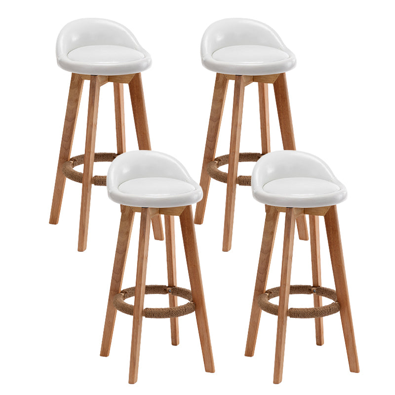 Scandinavian Wood Barstool Fabric Upholstered Counter Stool with Swivel
