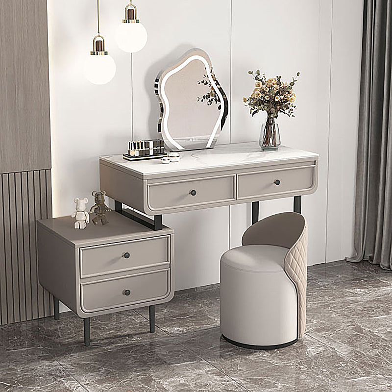 Bedroom Make-up Vanity in White/Grey Stone Top Dressing Table
