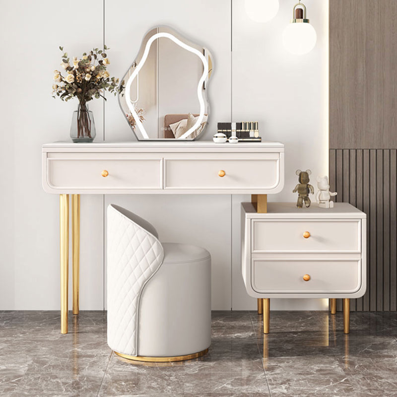 Bedroom Make-up Vanity in White/Grey Stone Top Dressing Table