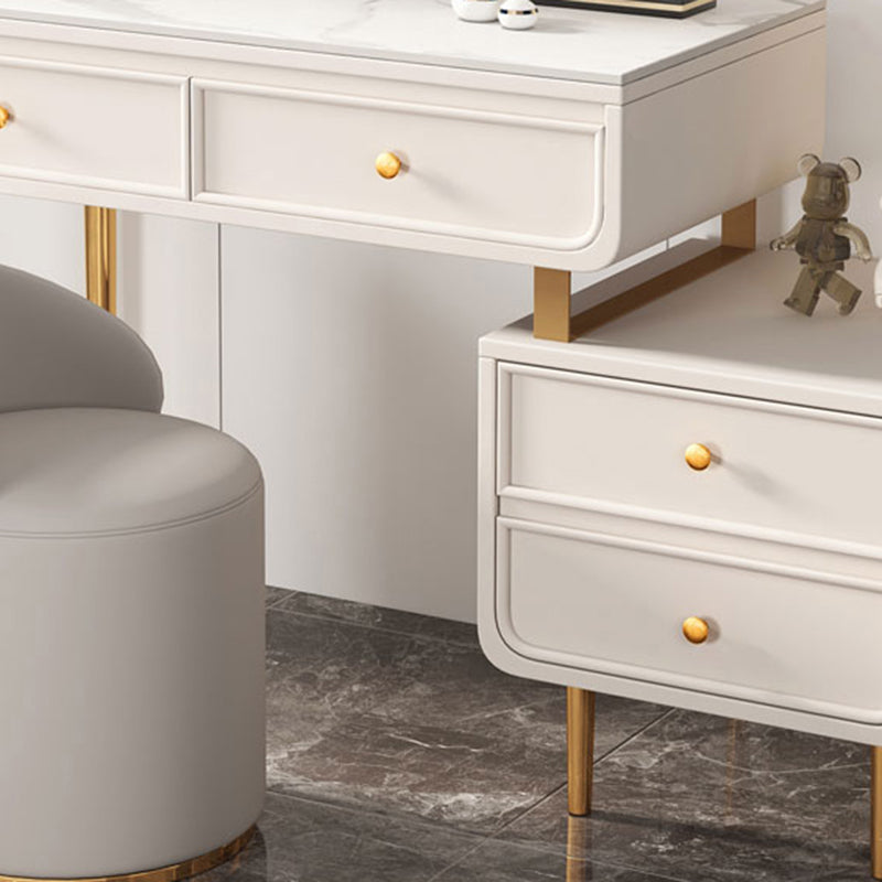 Bedroom Make-up Vanity in White/Grey Stone Top Dressing Table