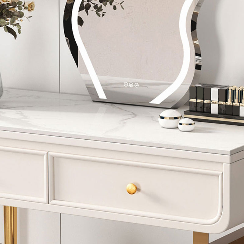 Bedroom Make-up Vanity in White/Grey Stone Top Dressing Table