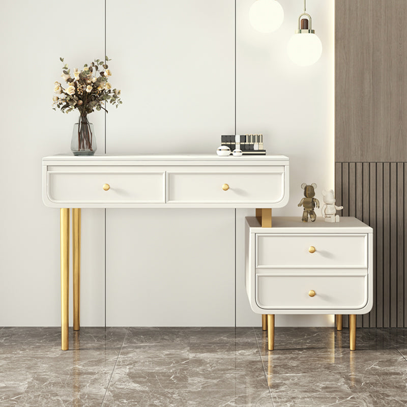 Bedroom Make-up Vanity in White/Grey Stone Top Dressing Table