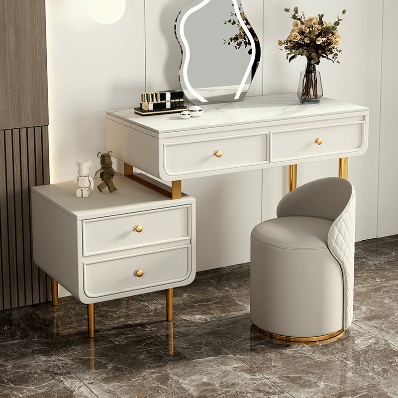Bedroom Make-up Vanity in White/Grey Stone Top Dressing Table