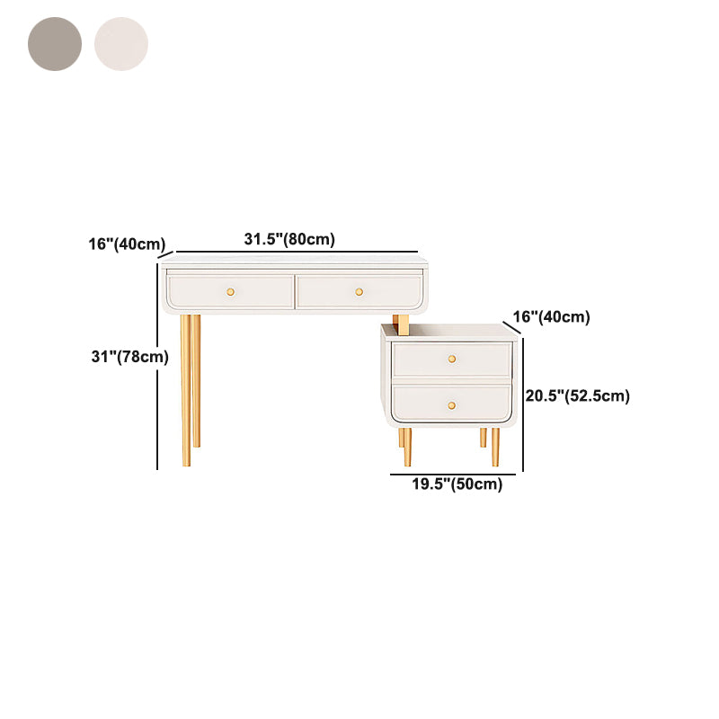 Bedroom Make-up Vanity in White/Grey Stone Top Dressing Table
