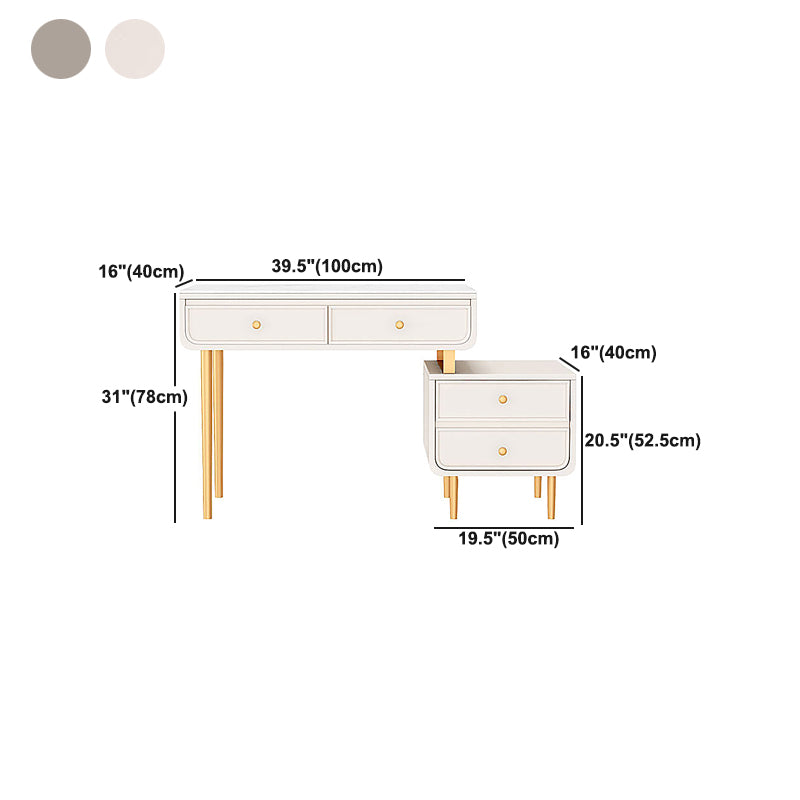 Bedroom Make-up Vanity in White/Grey Stone Top Dressing Table