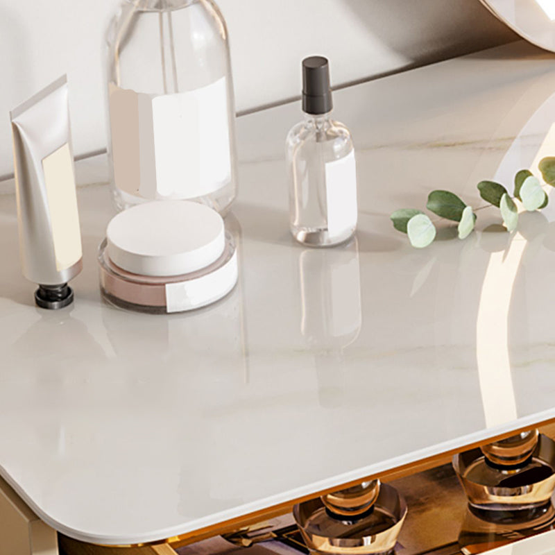 2-Drawer Vanity Makeup Table Set Vanity Stool 31.5" High Vanity in Gold