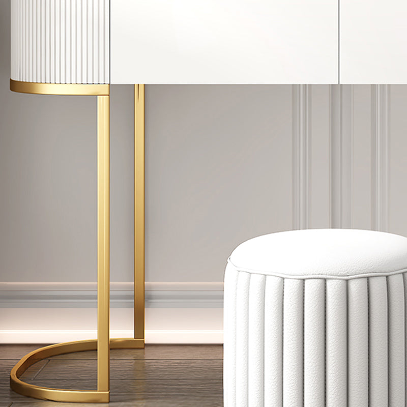 5 Drawers Vanity Set with Padded Stool 29.52" High Dresser in White