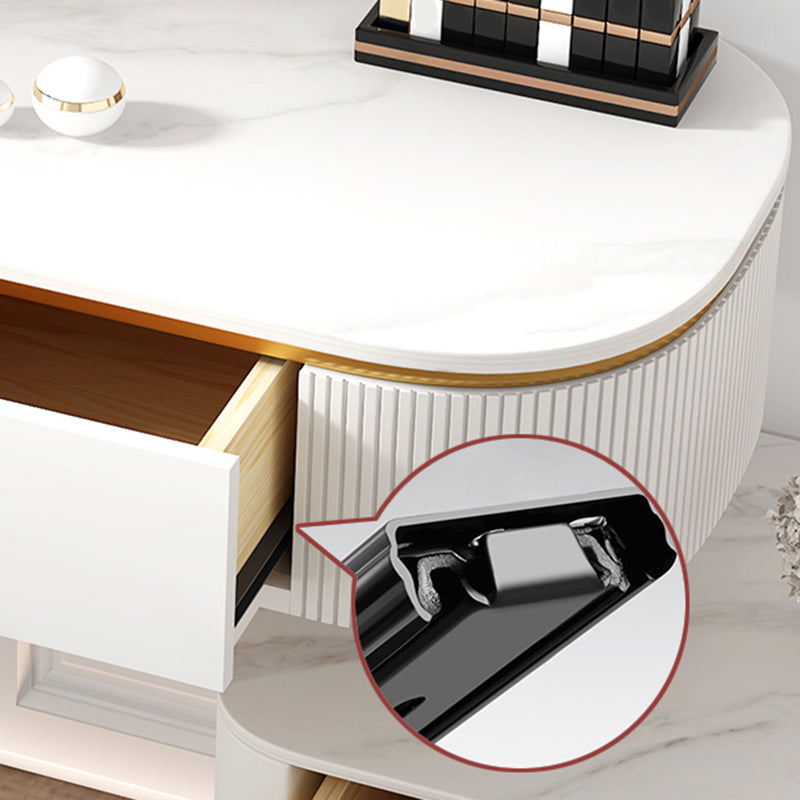 5 Drawers Vanity Set with Padded Stool 29.52" High Dresser in White