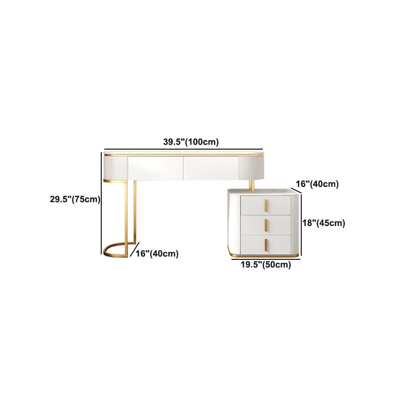 5 Drawers Vanity Set with Padded Stool 29.52" High Dresser in White