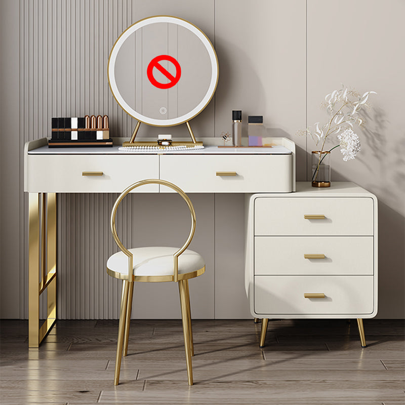 5 Drawers Makeup Table Desk Vanity Stone Top Dresser in White