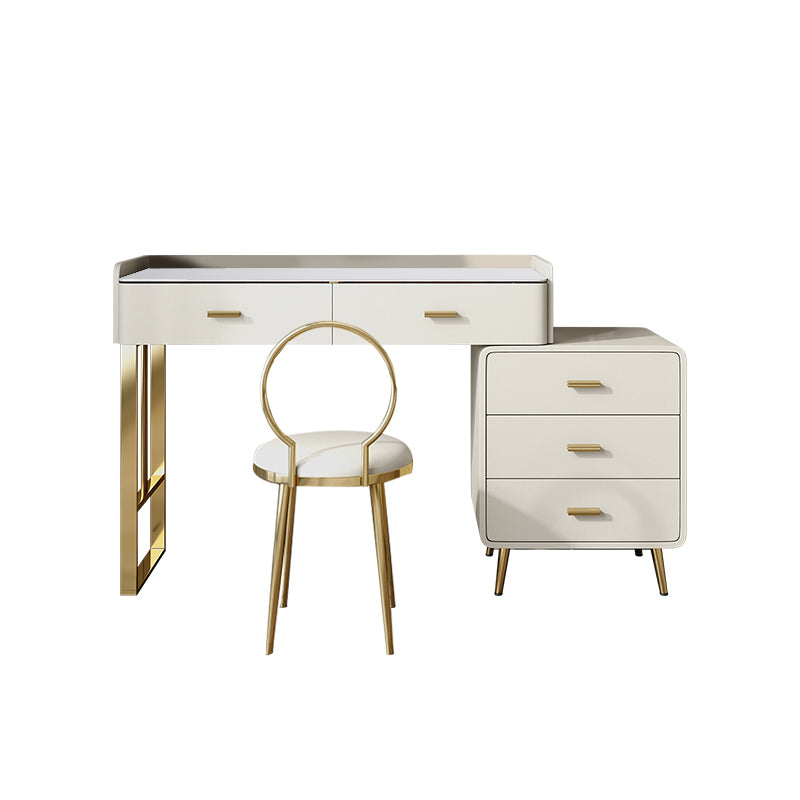 5 Drawers Makeup Table Desk Vanity Stone Top Dresser in White
