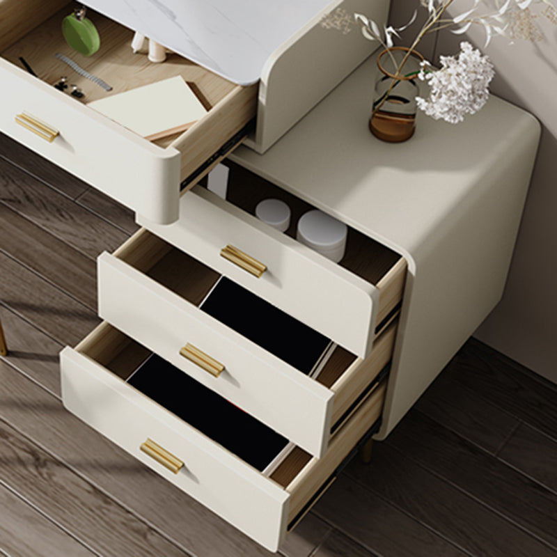 5 Drawers Makeup Table Desk Vanity Stone Top Dresser in White