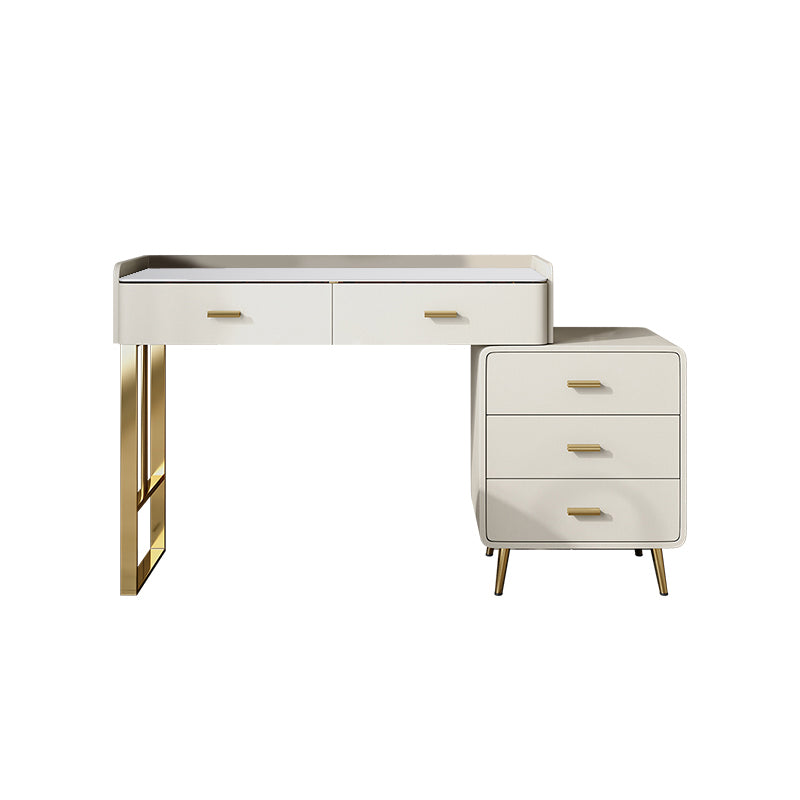 5 Drawers Makeup Table Desk Vanity Stone Top Dresser in White