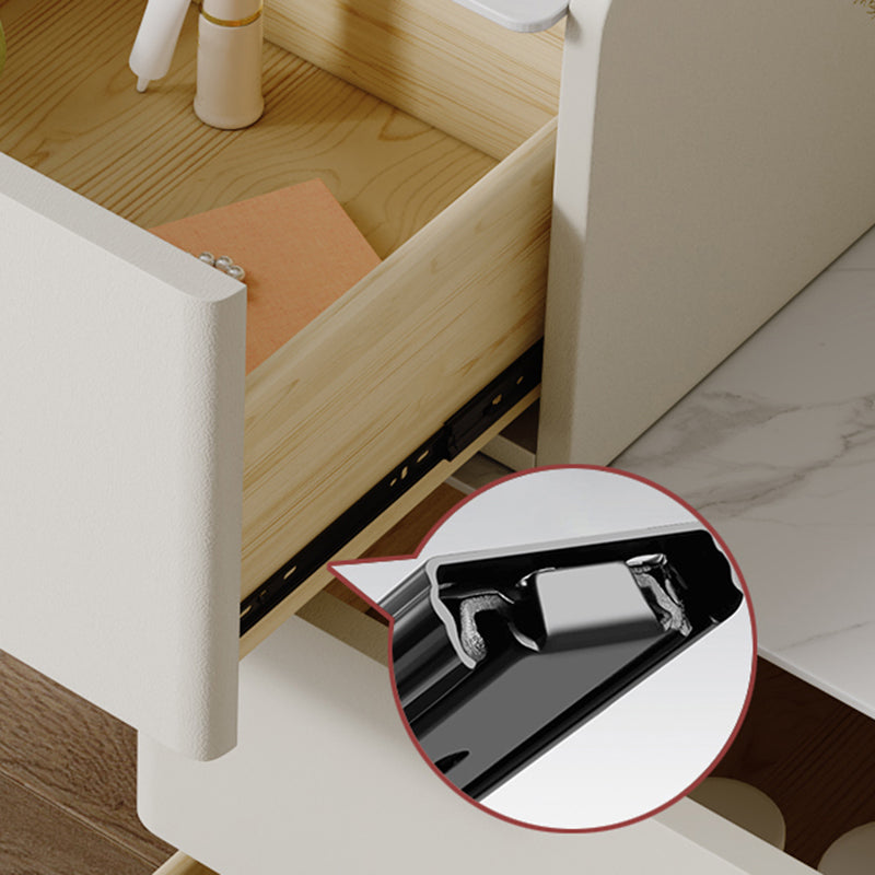 Beige Dressing Table Set with Storage Drawers Stone Top Make-up Vanity