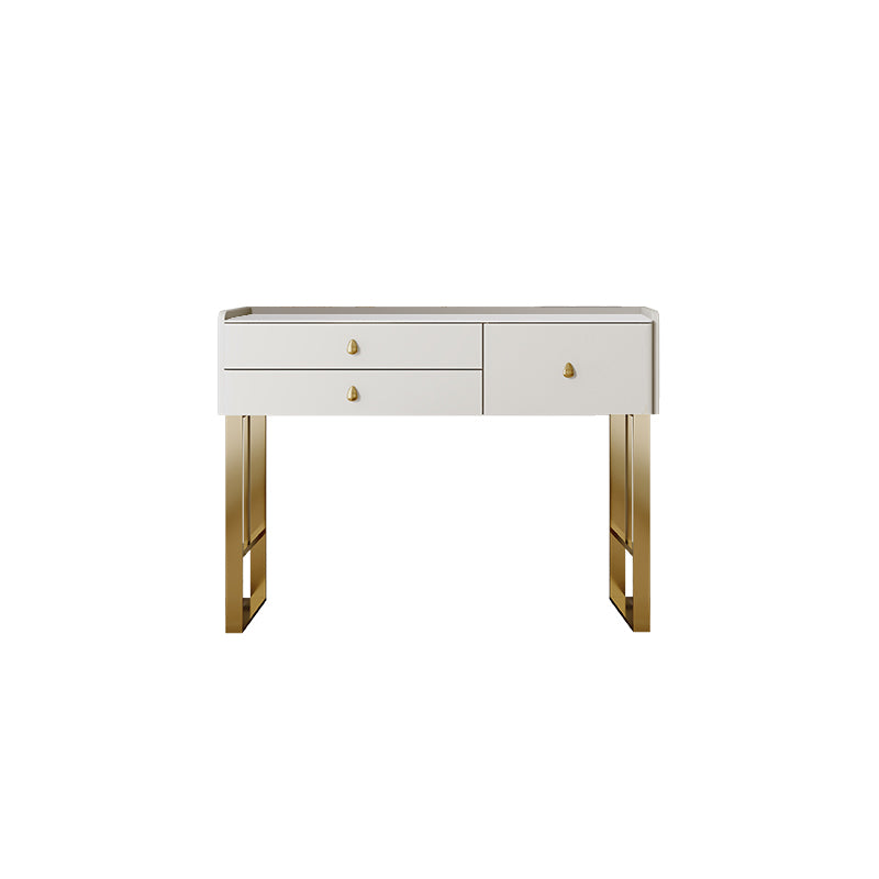 Beige Dressing Table Set with Storage Drawers Stone Top Make-up Vanity