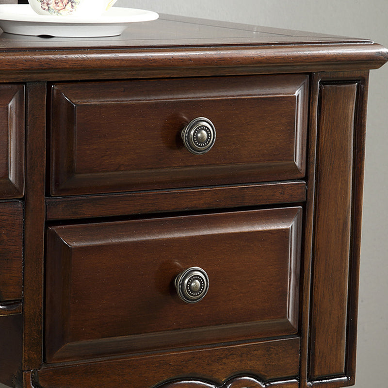 Traditional Makeup Vanity in Brown Rubber Wood Dressing Table