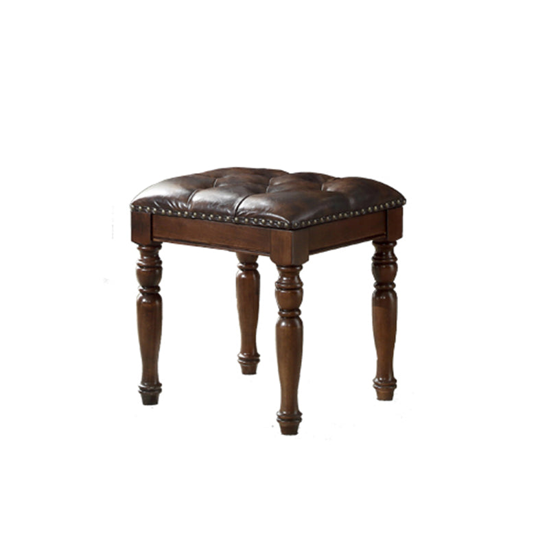 Traditional Makeup Vanity in Brown Rubber Wood Dressing Table