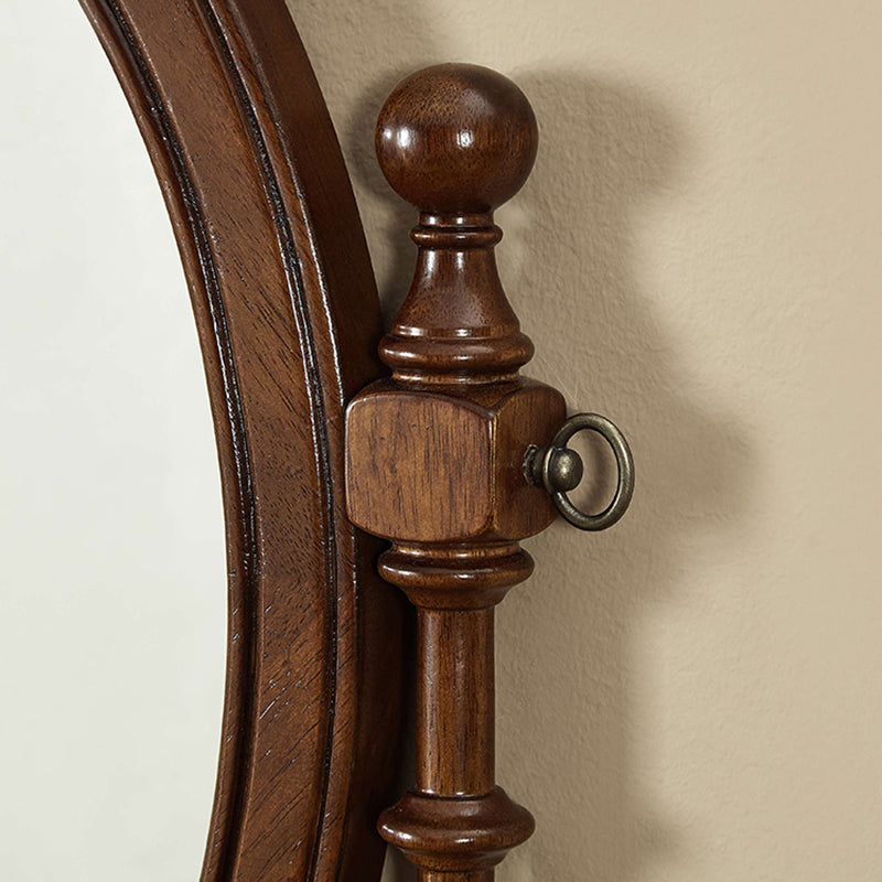 Mirrored Wood Makeup Dressing Table Stool Set in Brown Finish