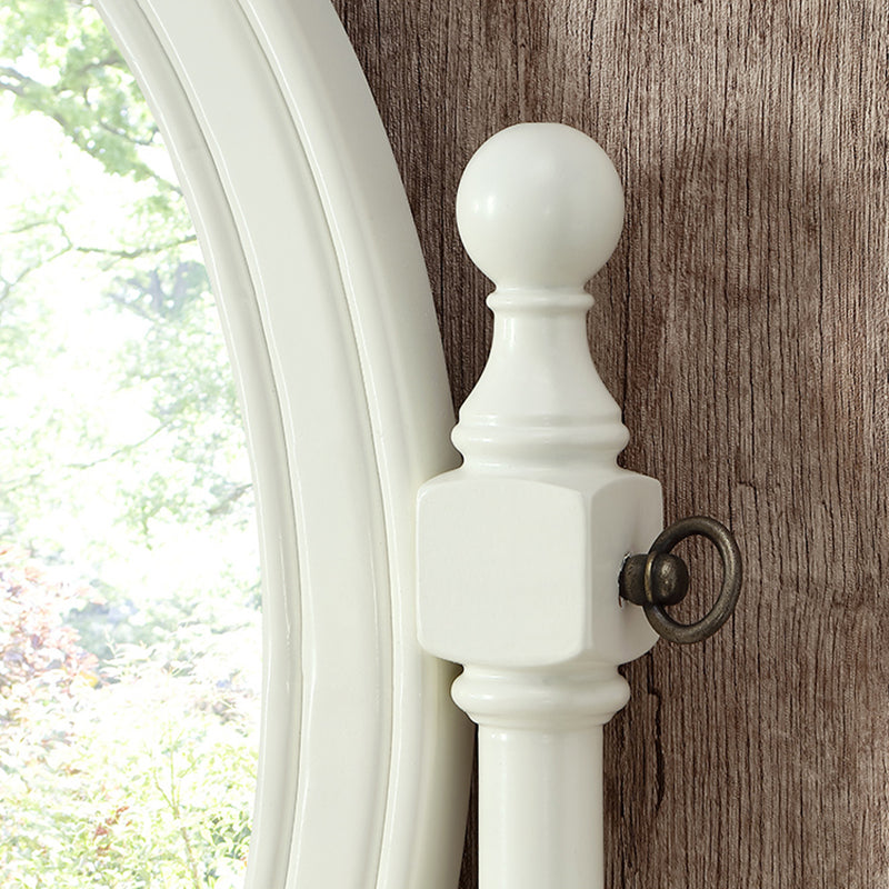 Traditional Mirrored Make-up Vanity Rubber Wood Dressing Table Stool Set